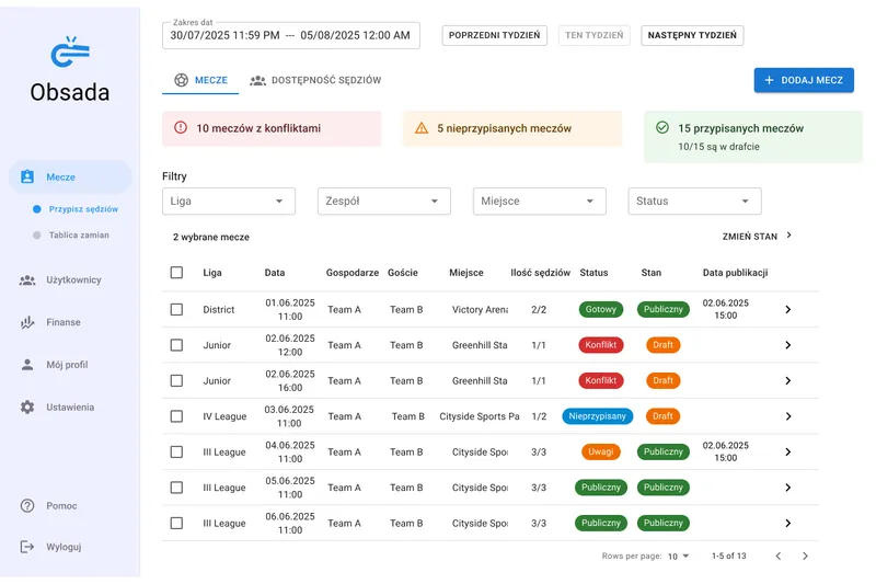 Referee Assignment Dashboard